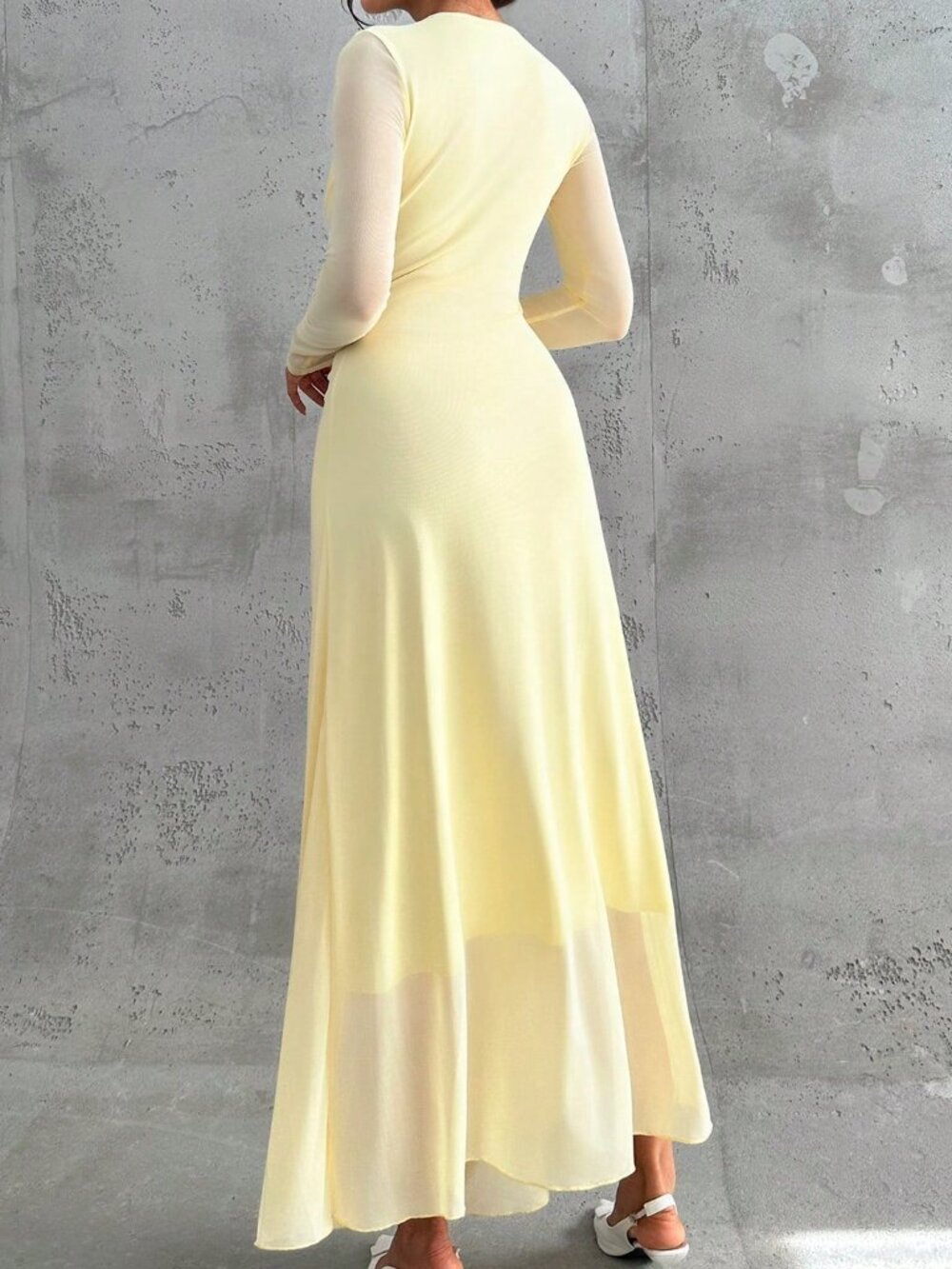 Light Yellow Elegant Women's Maxi Dress - Picture 2 of 7